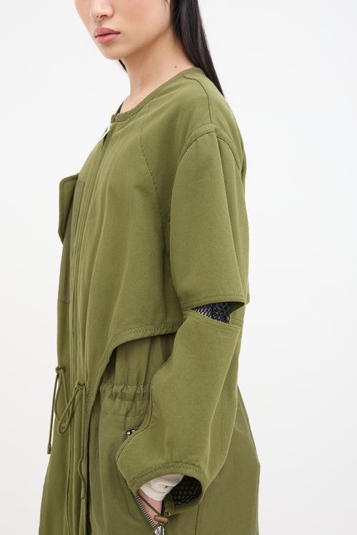 3.1 Phillip Lim Green Canvas 
Black Mesh Coat