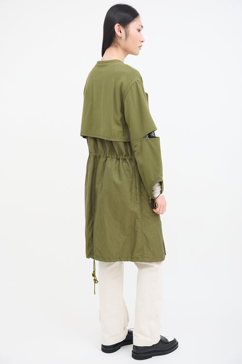 3.1 Phillip Lim Green Canvas 
Black Mesh Coat