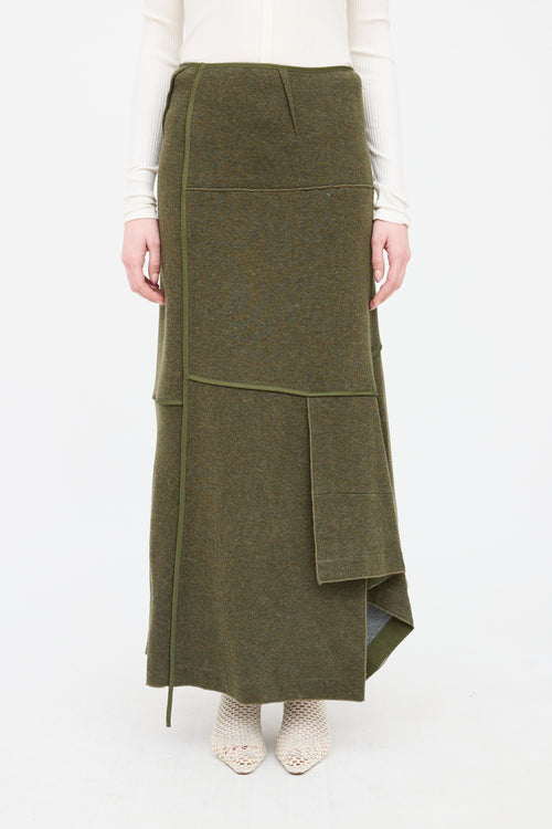 3.1 Phillip Lim Green Patchwork Knit Skirt