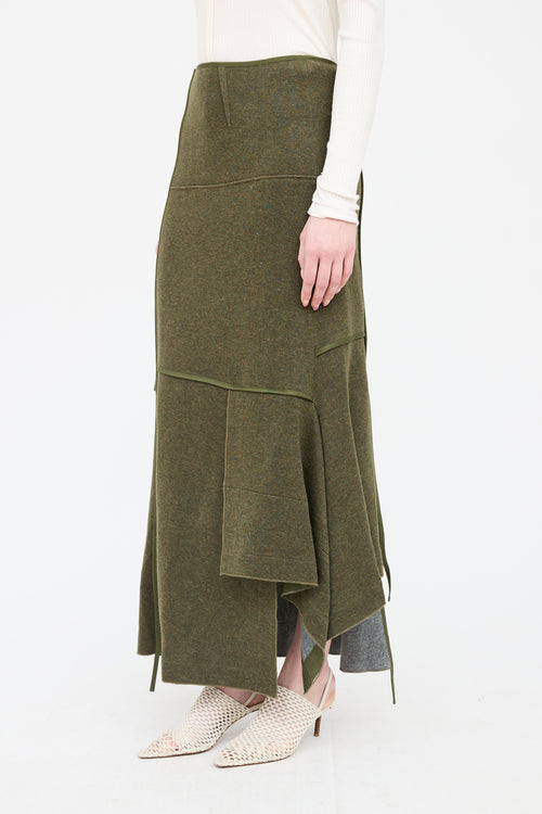 3.1 Phillip Lim Green Patchwork Knit Skirt