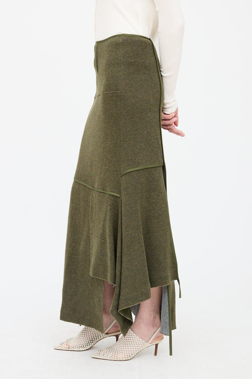 3.1 Phillip Lim Green Patchwork Knit Skirt