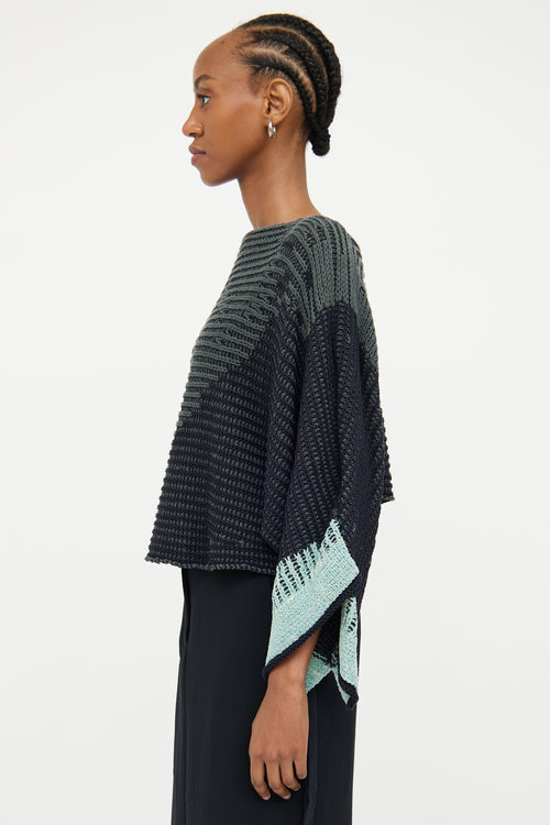 3.1 Phillip Lim Green Navy Knit Tie Crop Top