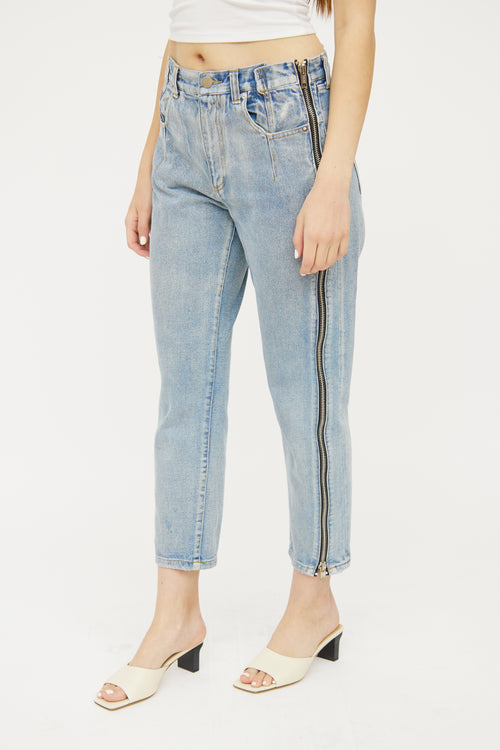 3.1 Phillip Lim Light Wash Zip Panel Straight Leg Jeans