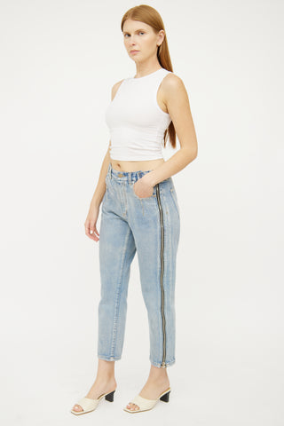 3.1 Phillip Lim Light Wash Zip Panel Straight Leg Jeans