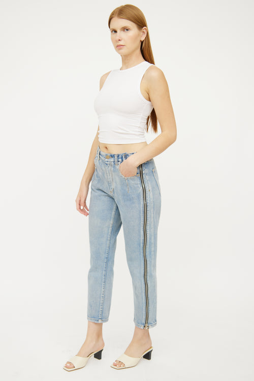 3.1 Phillip Lim Light Wash Zip Panel Straight Leg Jeans