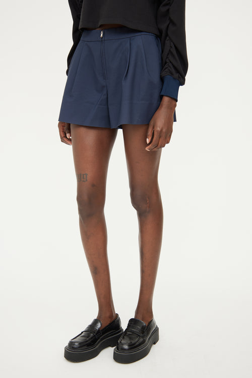 3.1 Phillip Lim Navy Pleated Zip Shorts