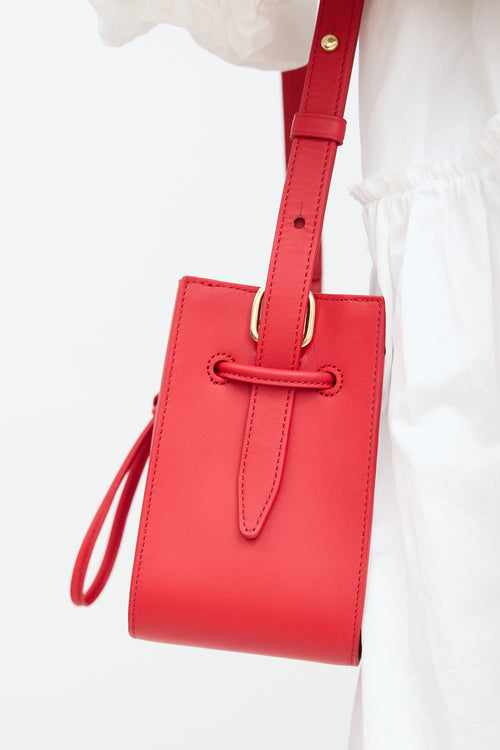 3.1 Phillip Lim Red Leather Soleil Mini Bucket Crossbody Bag