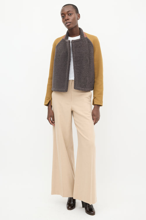 3.1 Phillip Lim Yellow 
Grey Shearling Panelled Jacket