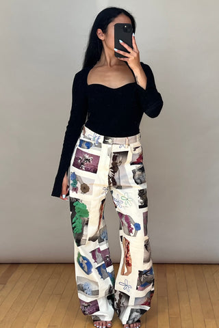 White 
Multicolour Graphic Jeans