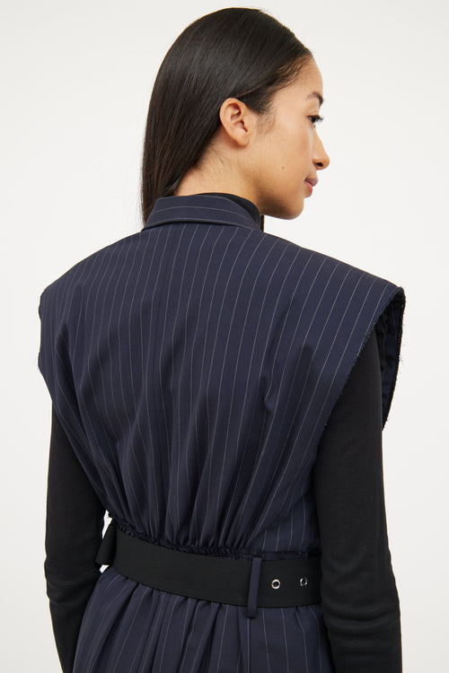 3.1 Phillip Lim Navy Pinstripe Sleeveless Jacket