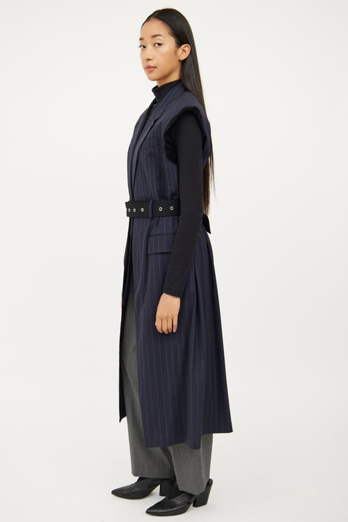 3.1 Phillip Lim Navy Pinstripe Sleeveless Jacket