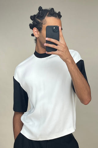 White 
Black Colourblocked Top