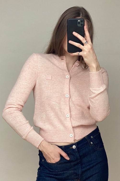 Pink Wool Face Logo Cardigan