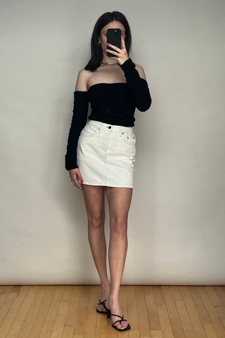 White Denim Mini Skirt