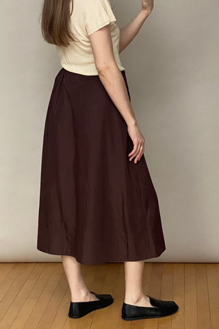 Brown Nylon Gathered Skirt