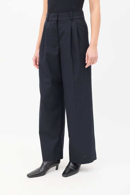 44ome Black Wool Relaxed Fit Trouser