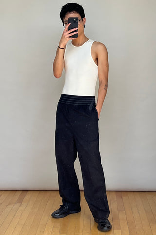 Black 
Blue Contrast Stitch Track Pant