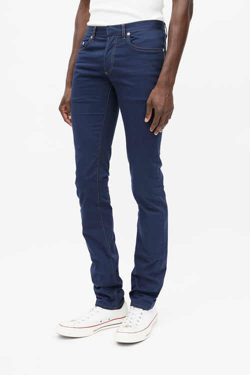 Dior Navy 
Orange Contrast Stitch Skinny Trouser