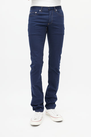 Dior Navy 
Orange Contrast Stitch Skinny Trouser