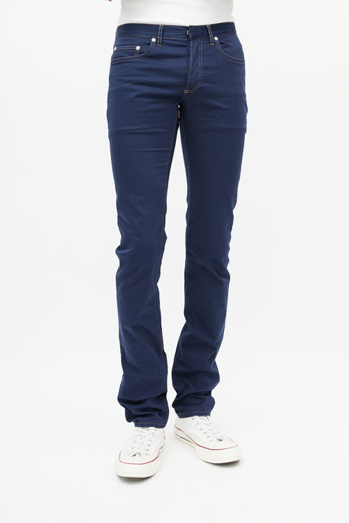 Dior Navy 
Orange Contrast Stitch Skinny Trouser