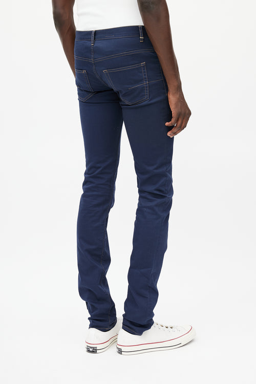 Dior Navy 
Orange Contrast Stitch Skinny Trouser