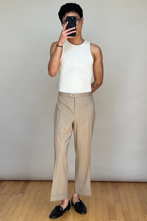 Pinstripe Cuffed Ankle Pant