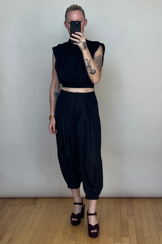 Black Cropped Balloon Trousers