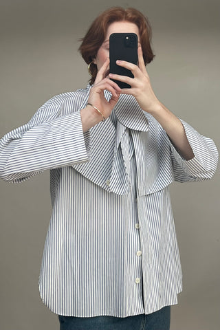 White 
Blue Pinstripe Jacob Flap Shirt