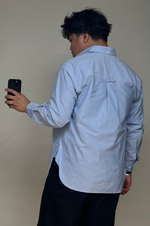 Blue Cotton One Pocket Shirt