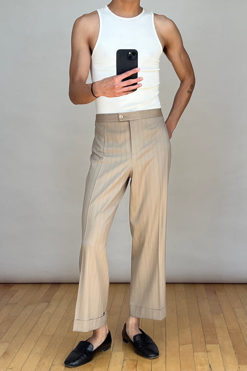 Pinstripe Cuffed Ankle Pant