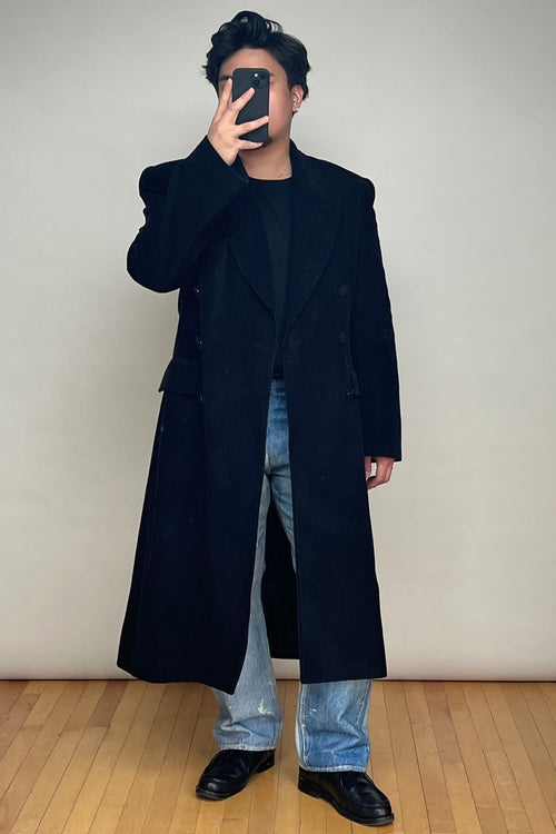 Black Corduroy Double Breasted Coat