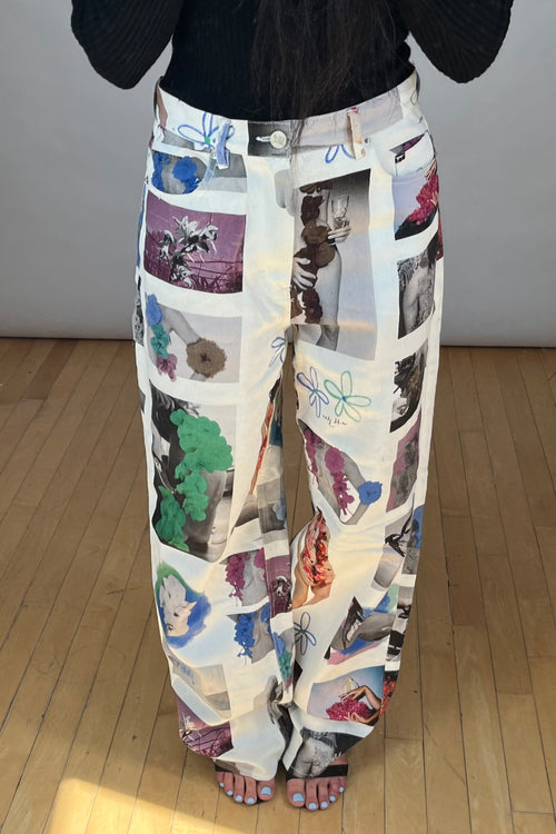 White 
Multicolour Graphic Jeans