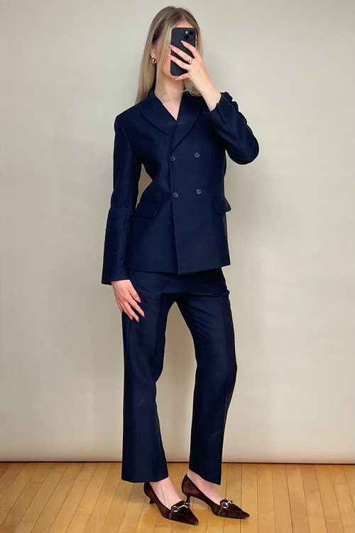 Navy Double Breasted Pant Suit