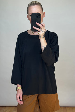 Black Panelled Raw Edge Top