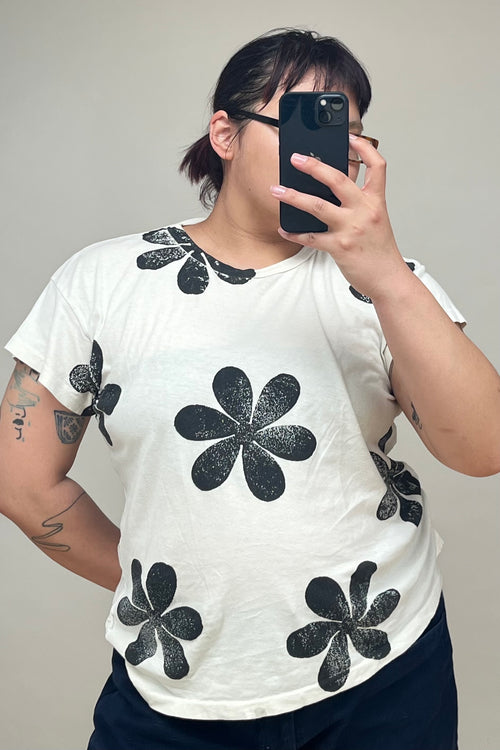 White 
Black Floral T-Shirt