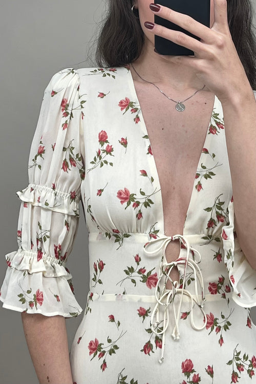 Cream 
Red Steph Floral Dress