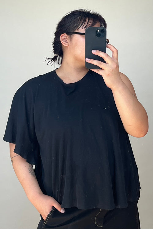 Black Asymmetrical Drape Top