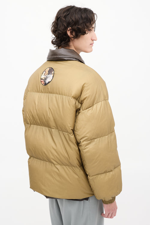 A. A. Spectrum Dark Brown 
Khaki Green Reversible Down Puffer Jacket