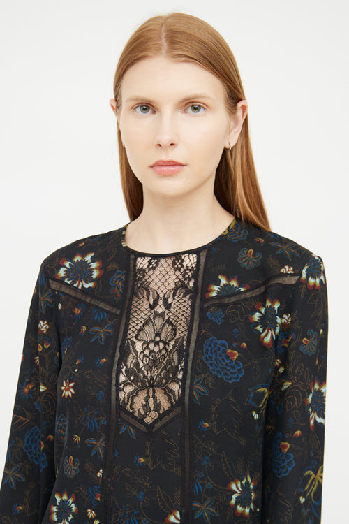 A.L.C. Black Lace Floral Blouse