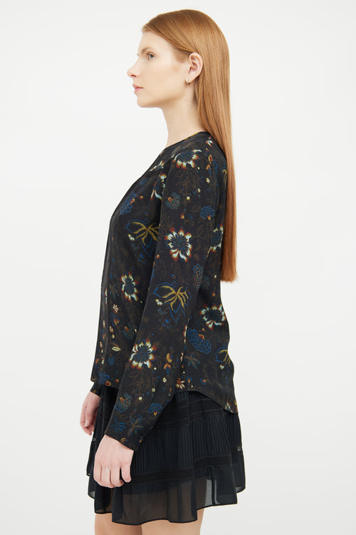 A.L.C. Black Lace Floral Blouse