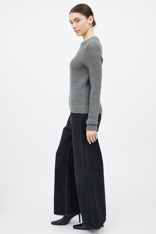 A.L.C. Grey Wool Ribbed Knit Sweater