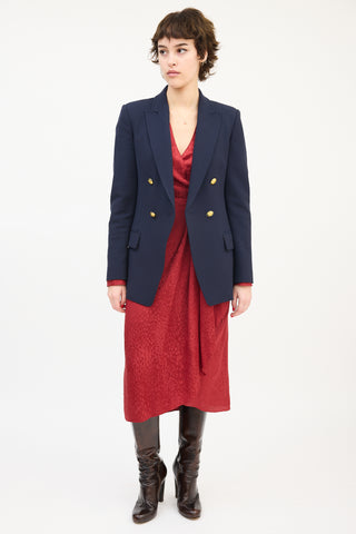 A.L.C. Navy Cotton Double Breast Blazer