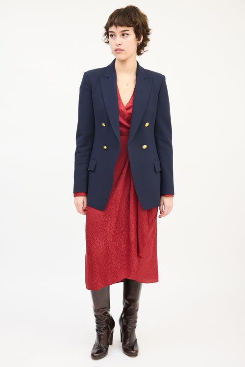 A.L.C. Navy Cotton Double Breast Blazer