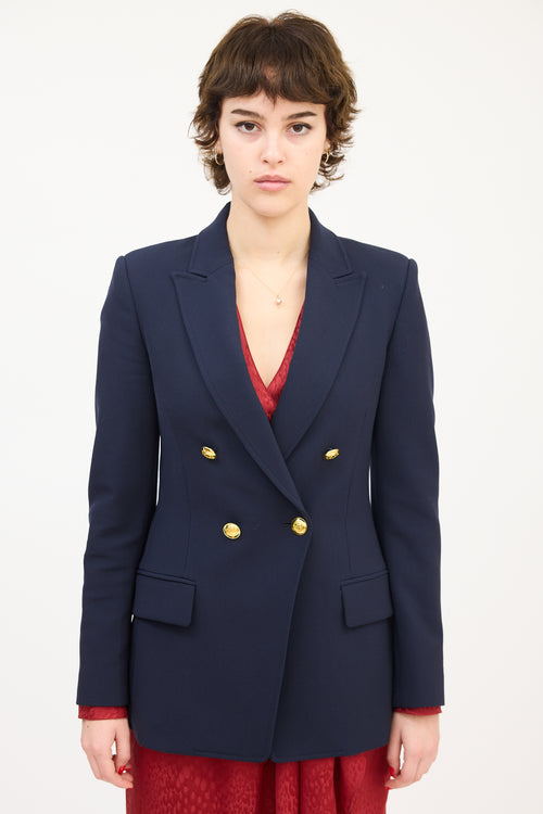 A.L.C. Navy Cotton Double Breast Blazer