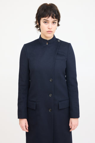 A.L.C. Navy Wool Asymmetrical Long Coat