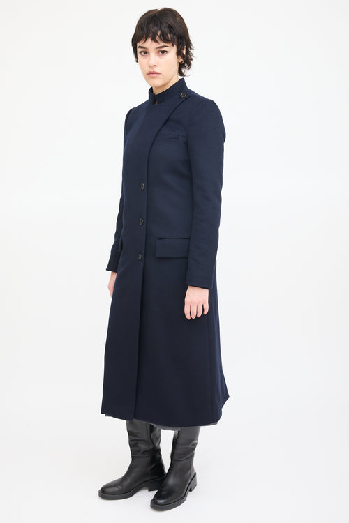 A.L.C. Navy Wool Asymmetrical Long Coat