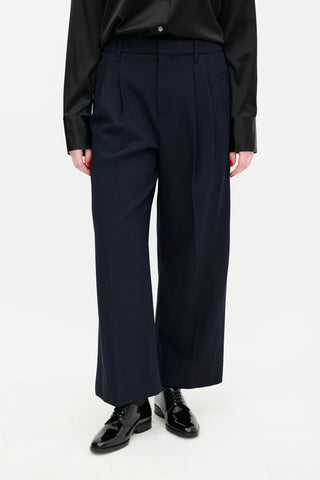 A.L.C. Navy Wool Wide Leg Trouser