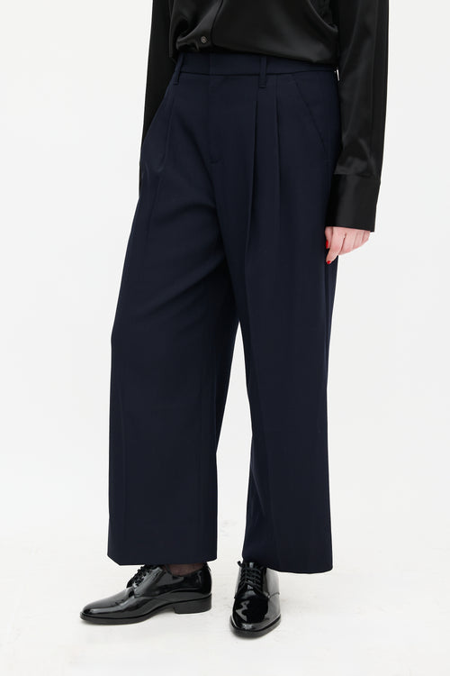 A.L.C. Navy Wool Wide Leg Trouser