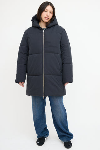 A.P.C. Navy Mid Length Puffer Coat