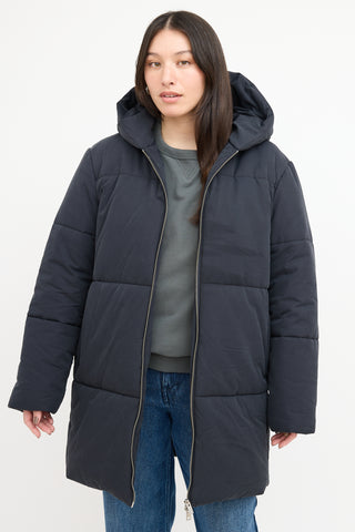 A.P.C. Navy Mid Length Puffer Coat